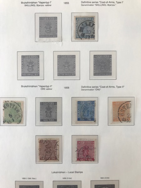 Stämplad samling1855 - 1947 på Leuchtturm-blad med fickor