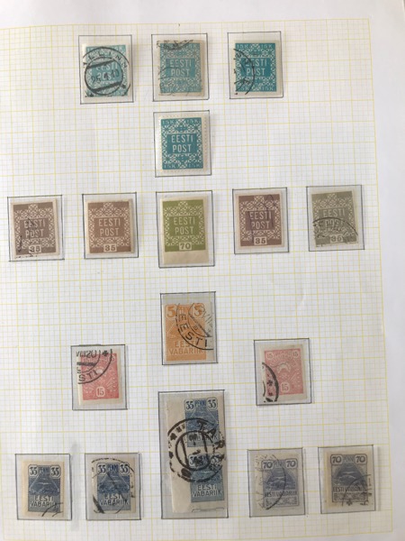 ESTLAND.  Samling o/**/* 1918 - 1940 i album på egenartade blad