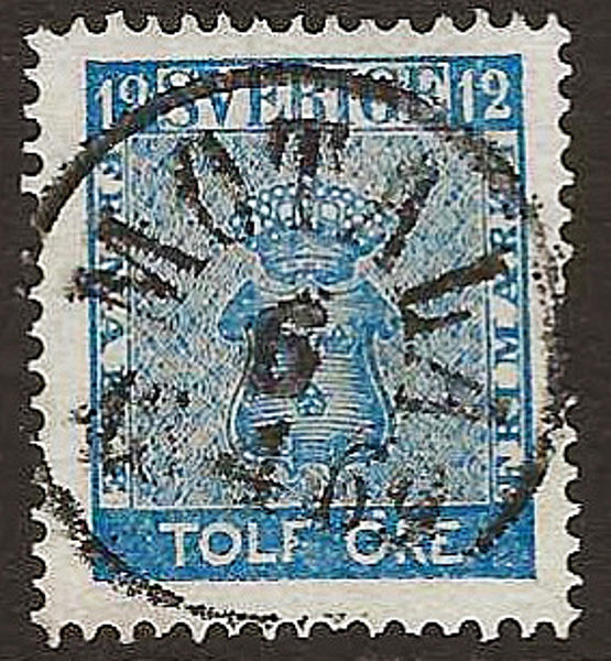 F9c3  Vapen 12 öre blå MOTALA 6.4.1869  Praktexemplar