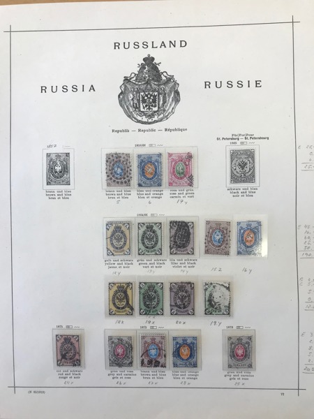 RYSSLAND. Stämplad samling på albumblad 1858 - 1917.