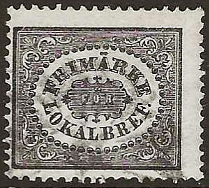 F6B 3 öre svartgrå på medeltjockt papper