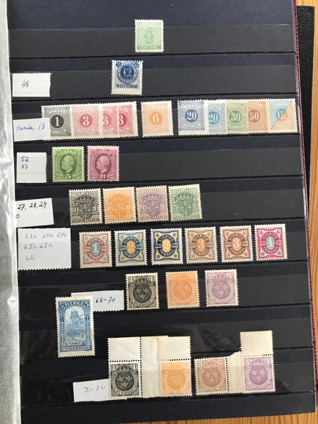 SVERIGE. Postfrisk/Ostämplad 1858 - 1979