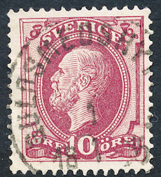 F39 10 öre röd GULDSMEDSHYTTAN  1.1.1885 stämplat första dagen