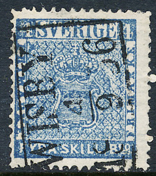 F2c 4c sk bco högblå(?) WISBY 4.9.1856 sidvänd fyrkantstämpel