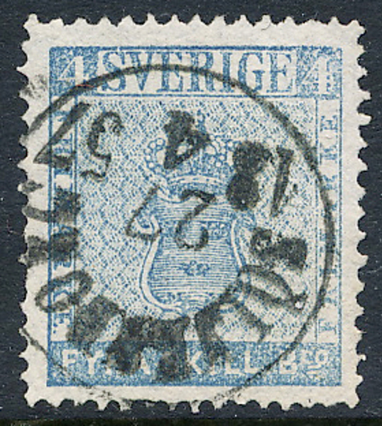 F2h 4 sk bco ljusblå omvänd praktstämpel SÖLVESBORG 27.4.1857