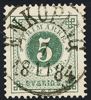 F30 5 öre grön t.13  ENKÖPING 7.11.1884