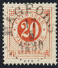 F46 20 öre röd ph HAGFÖRS 17.5.1890  Lyxexemplar