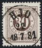 F35 30 öre brun t.13 HJO 22.7.1881  Praktexemplar