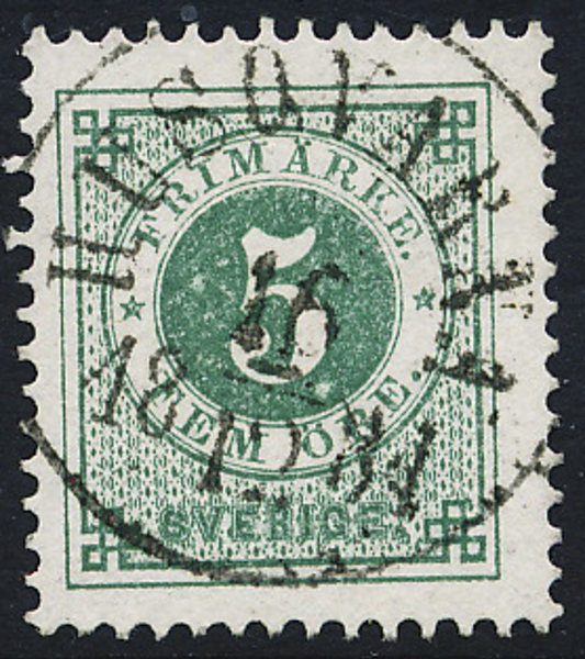 F30 5 öre GRÖN t.13 HUSQVARNA 16.12.1881 