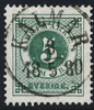 F30 5 öre grön t.13. KALMAR 8.5.1880 Praktexemplar