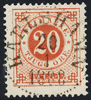 F46 20 öre röd pf KARLSHAMN 20.1.1888 Praktexemplar