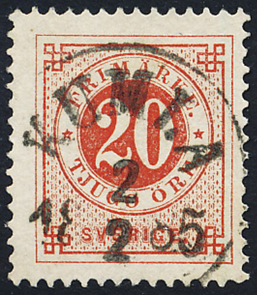 F33 20 öre röd t.13 KUMLA 2.2.1885