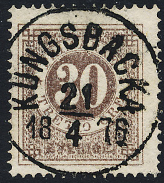 F25 30 öre brun t.14 KUNGSBAKCA 21.4.1876 Praktexemplar