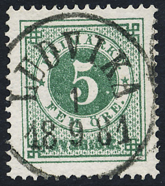 F30 5 öre grön LUDVIKA 1.9.1881 Praktexemplar