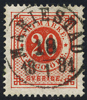 F33 20 öre röd t.13. MARIESTAD 18.1.1881 Praktexemplar