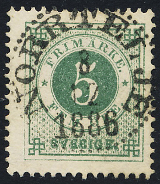 F33 5 öre grön t.13. NORRTELJE 8.12.1886