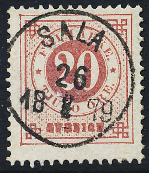  F33 20 öre röd t.13 SALA 26.8.1879