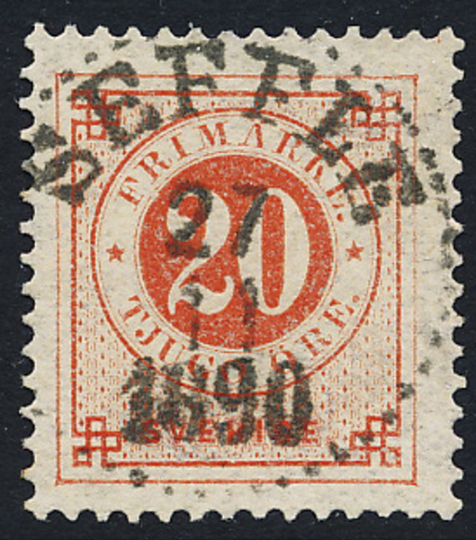 F42 20 öre röd ph SEFFLE 27.11.1890 