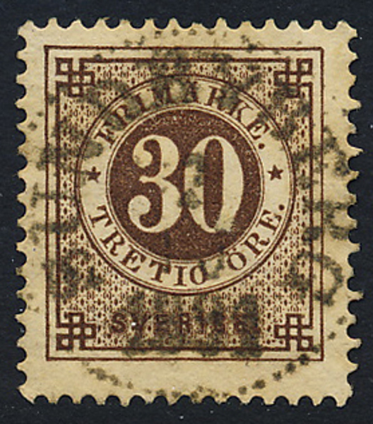 F47 30 öre brun ph SUNDBYBERG 2.10.1891 Praktexemplar