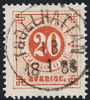 F46 20 öre röd ph TROLLHÅTTAN 18.1.1888 Praktexemplar