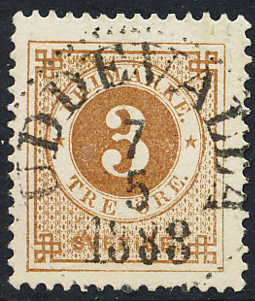 F41 3 öre brun ph UDDEVALLA 7.5.1888 Praktexemplar
