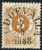 F41 3 öre brun ph UDDEVALLA 7.5.1888 Praktexemplar