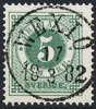 F30 5 öre grön t.13 WEXIÖ 17.3.1882