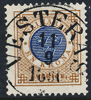 F49 1 kr brun/blå ph  VESTERÅS 11.9.1890