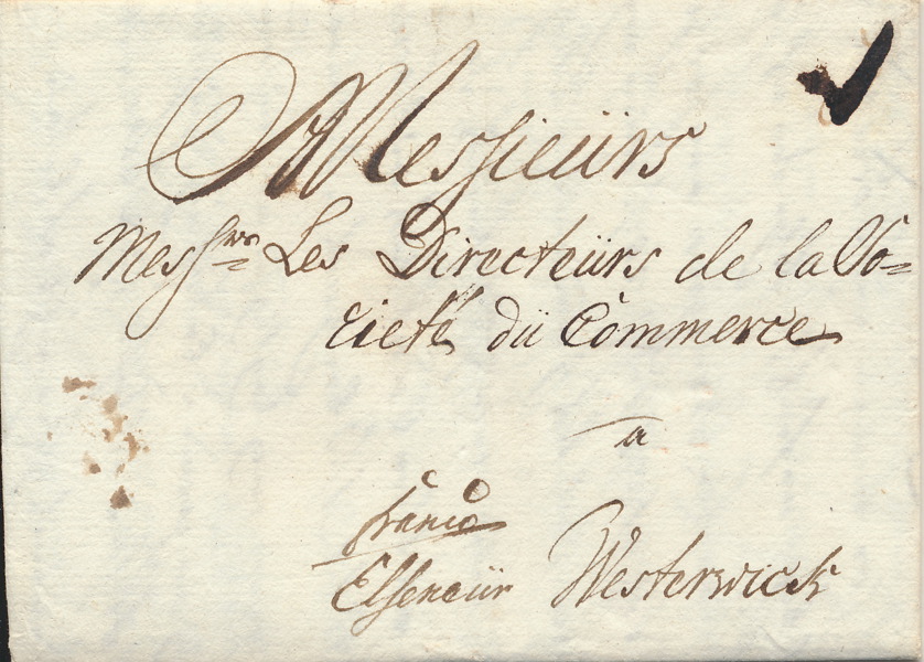 DELBETALT BREV sänt från Köpenhamn till Westervik 1749