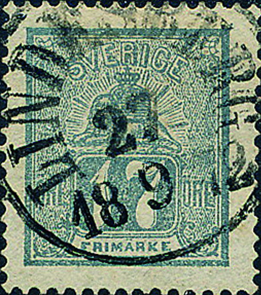 F15c 17 öre blåakt. grå stämplat LINDESBERG 27.9.1872 Prakt