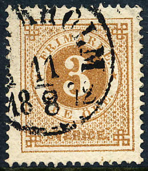 F17a 3 öre gråakt.gulbrun t.14 (STOC)KOLM 11.8.1872