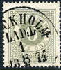 F20g 6 öre olivgrå t.14 STOCKHOLM LAD:L 1.8.1874 