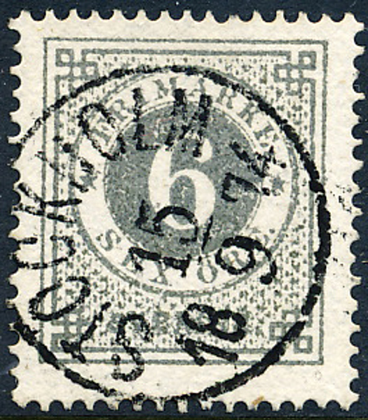 F20g 6 öre grå t.14 STOCKHOLM 15.9.1874