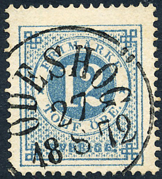  F21a 12 öre mattblå t.14 ÖDESHÖG 27.8.1872