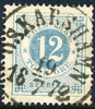 F21a 12 öre mattblå t.14 OSKARSHAMN 19.7.1872. Praktexemplar
