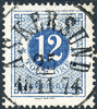F21m 12 öre blå t.14 ASKERSUND 25.11.1874. Lyxstämpel