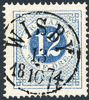 F21m 12 öre blå t.14 WISBY 13.10.1874. Prakt