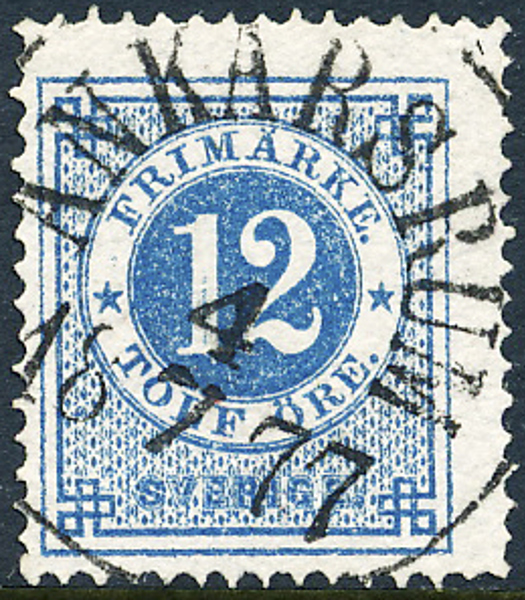 F21p 12 öre mattblå t.14 ANKARSRUM 4.7.1877