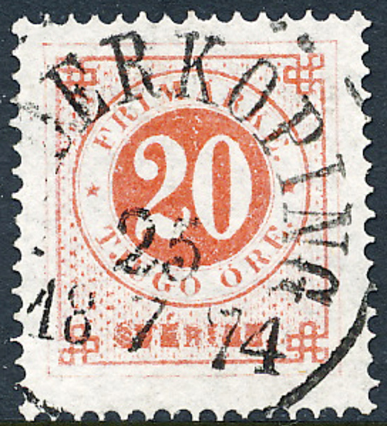 F22c 20 öre röd t.14 SÖDERKÖPING 25.7.1874