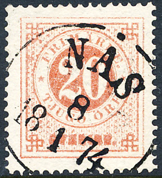 F22d 20 öre blekröd t.14 NÅS 8.1.1874