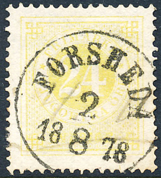 F24i 24 öre citrongul t.14 FORSHEDA 2.8.1878 