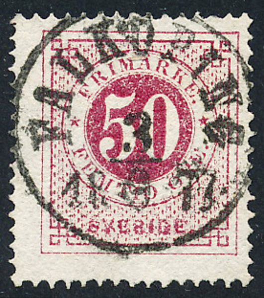 F26g 50 öre rödakt. karmin t.14. FALKÖPING 3.6.1873