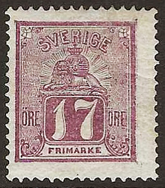 F15b 17 öre rödakt. lila i ostämplat exemplar