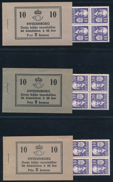 H33 R+O SWEDENBORG 20 x10 öre tre olika häften