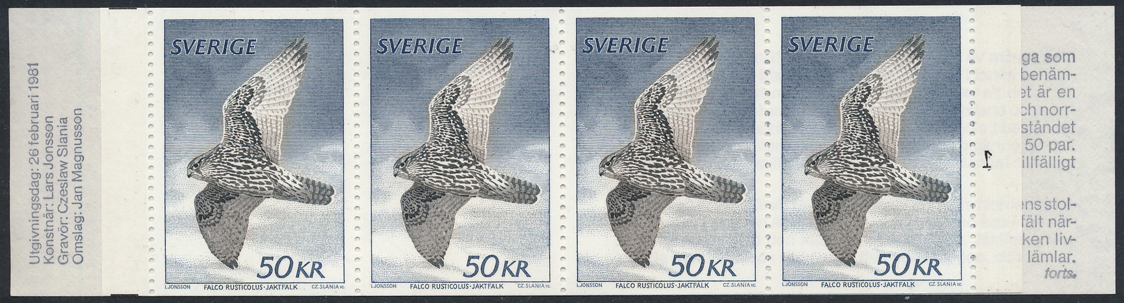 H329B 4 x 50 kr Jaktfalk, cyls 1