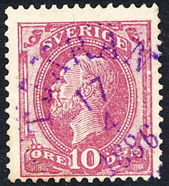 F39  TJÄRAN 17.4.1886 N14 (RR) Kv 500 Violett stämpel