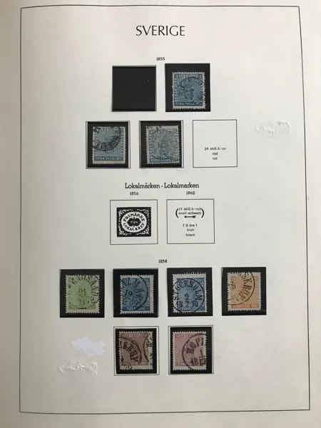 SVERIGE 1855-1951 Samling mest ostämplat i Leuchtturm-album med fickor 
