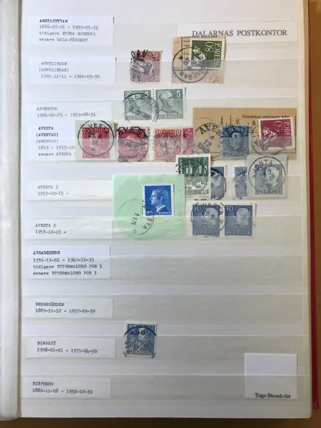DALARNA Samling ringtyp till modern med ortsstämplar Dalarna, ca 650 st
