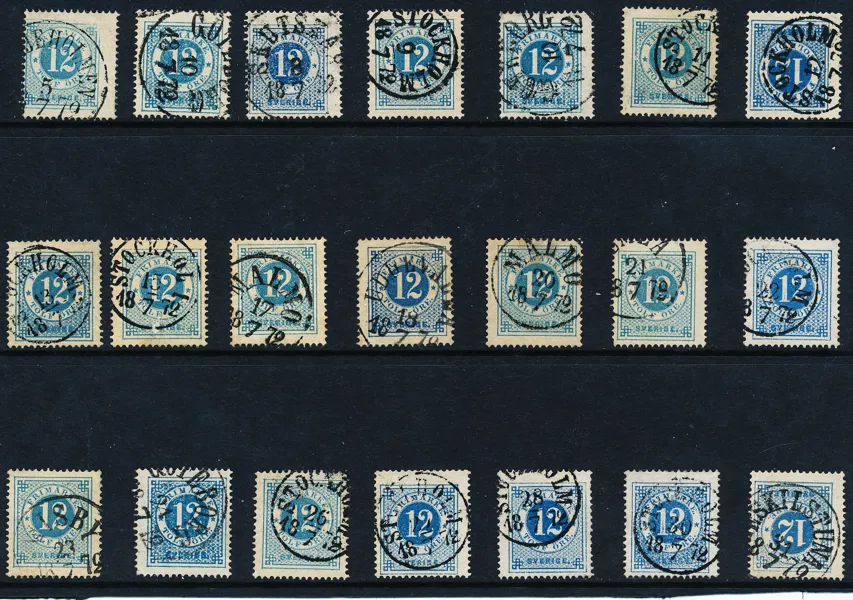 RINGTYP Samling datum juli 1872 (första månaden) 21 st med olika datum 5.7. till 31.7