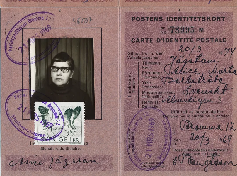 POSTENS IDENTITETSKORT avgiften betald med Trandansen 1 kr 1969
